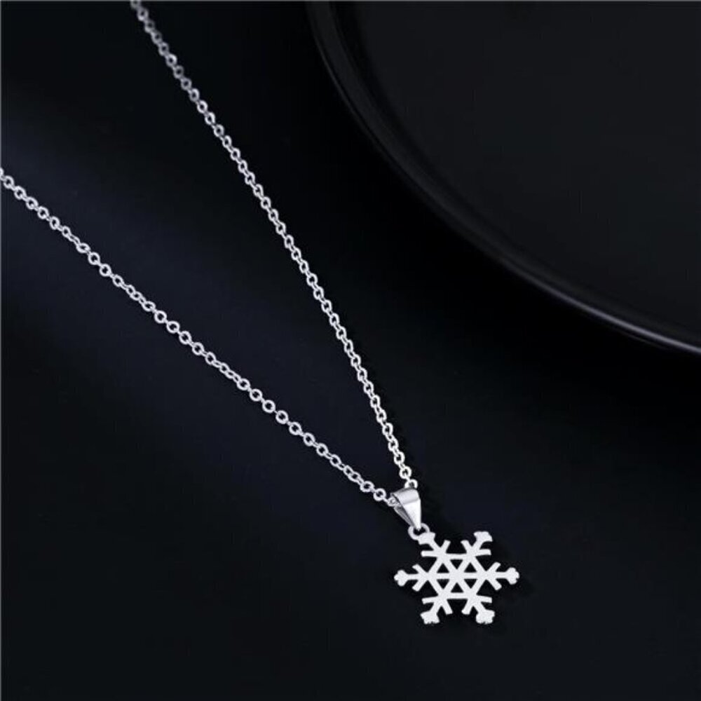 Snowflake Necklace Sterling Silver Pendant for Women - Picture 5 of 7